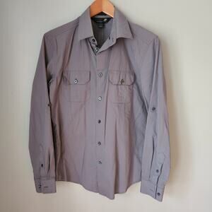 JF J. Ferrar Grey Slim Fit Mechanical Stretch Button Down Shirt